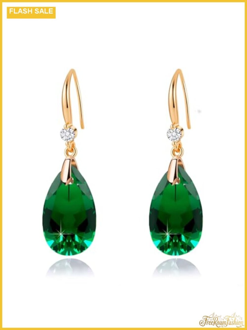 Austrian Crystal Teardrop Dangle Drop Earrings 14K Gold Plated Hook